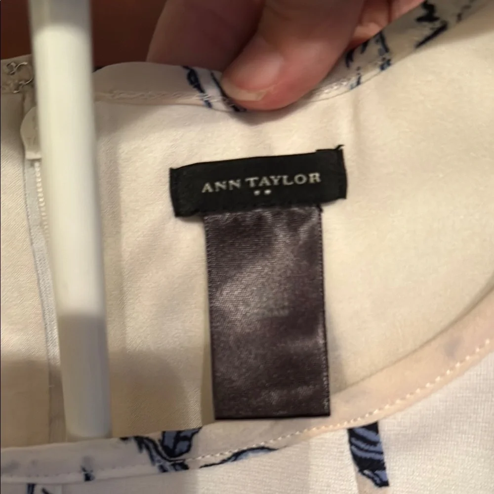 Ann‎ Taylor  Dress in Classic ivory w/ floral patterned piping. Worn about 4x